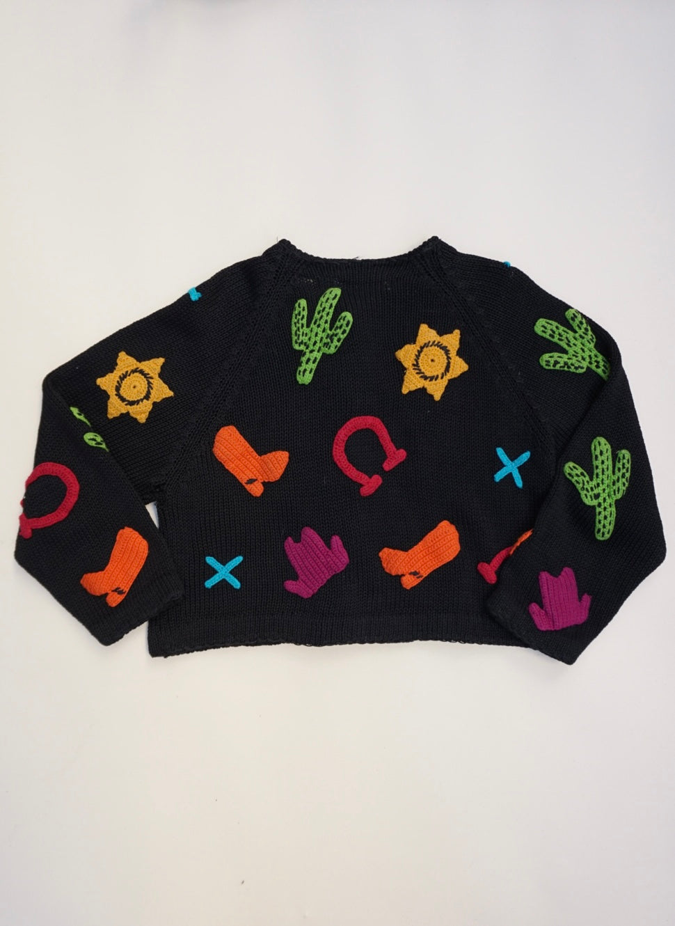 Michael Seroy Western Vintage Embroidered Knit Chunky Knit Sweater (DEFECT) - Size Small