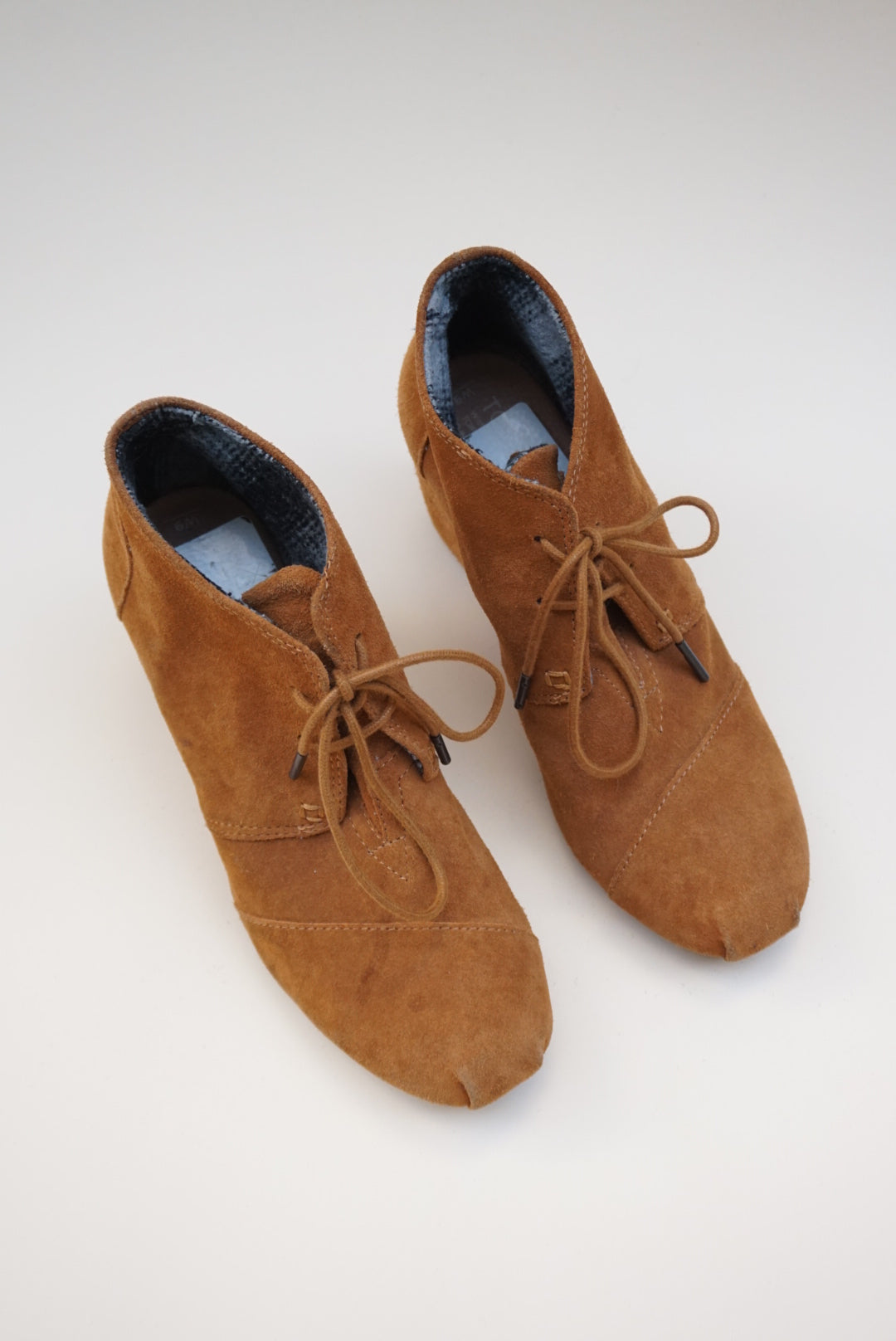 TOMS Suede Brown Wedge Booties Desert Chukka Ankle Boot - Size 9