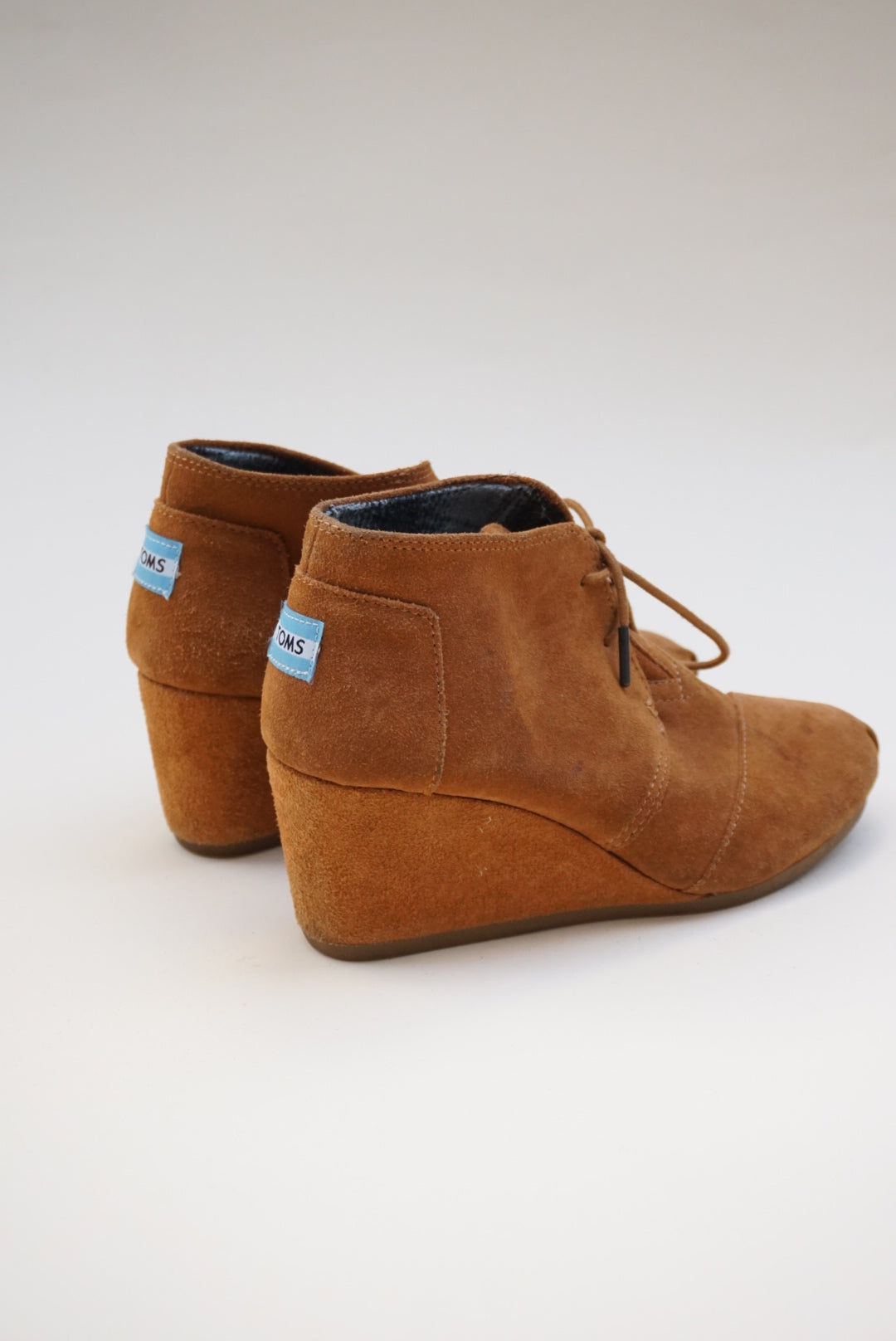TOMS Suede Brown Wedge Booties Desert Chukka Ankle Boot - Size 9
