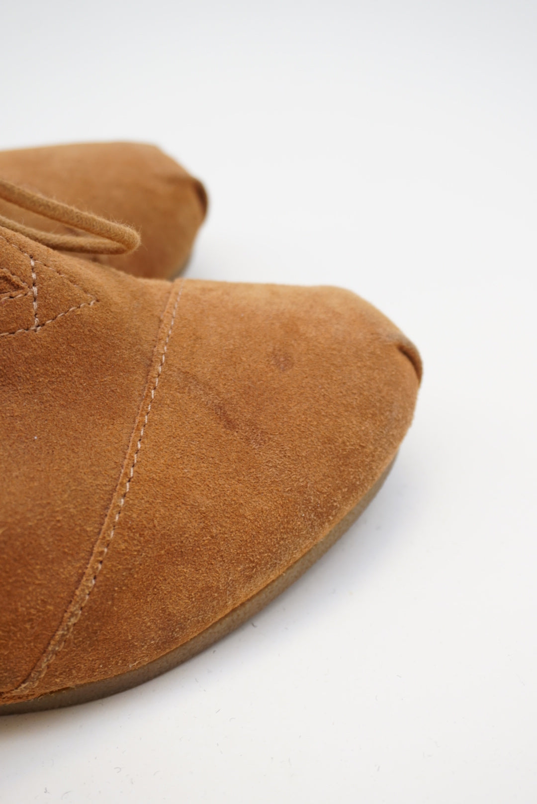 TOMS Suede Brown Wedge Booties Desert Chukka Ankle Boot - Size 9