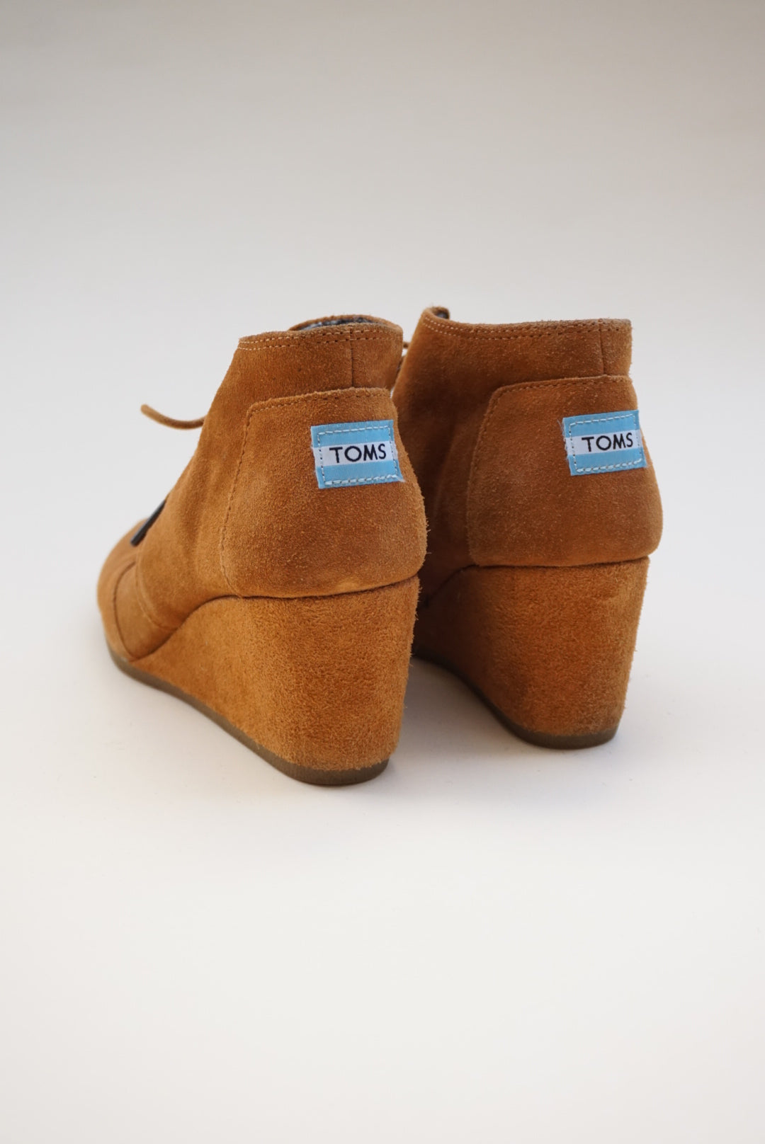 TOMS Suede Brown Wedge Booties Desert Chukka Ankle Boot - Size 9