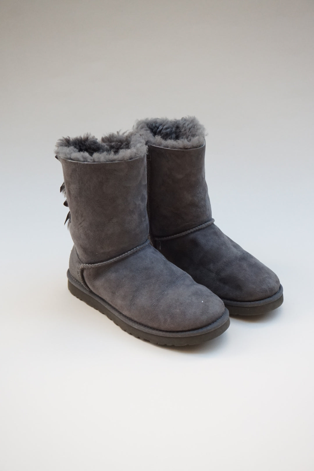 "UGG Australia" Bailey Bow II Grey Short Boots - Size 8