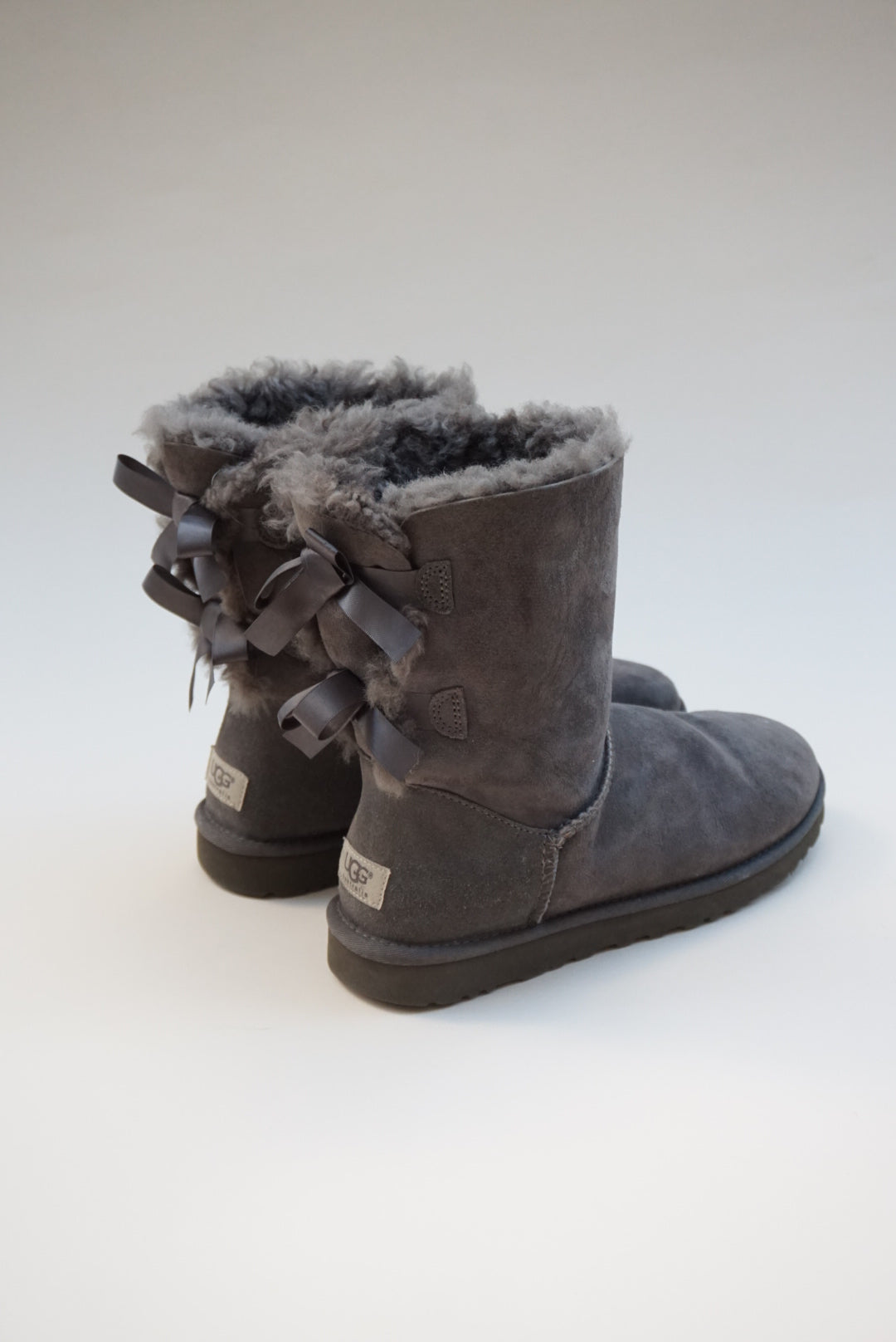"UGG Australia" Bailey Bow II Grey Short Boots - Size 8