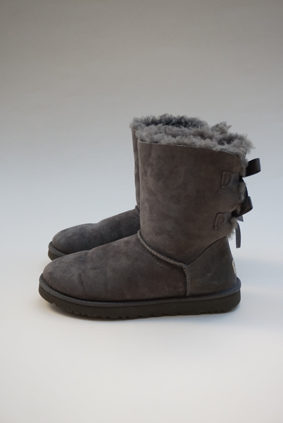 "UGG Australia" Bailey Bow II Grey Short Boots - Size 8