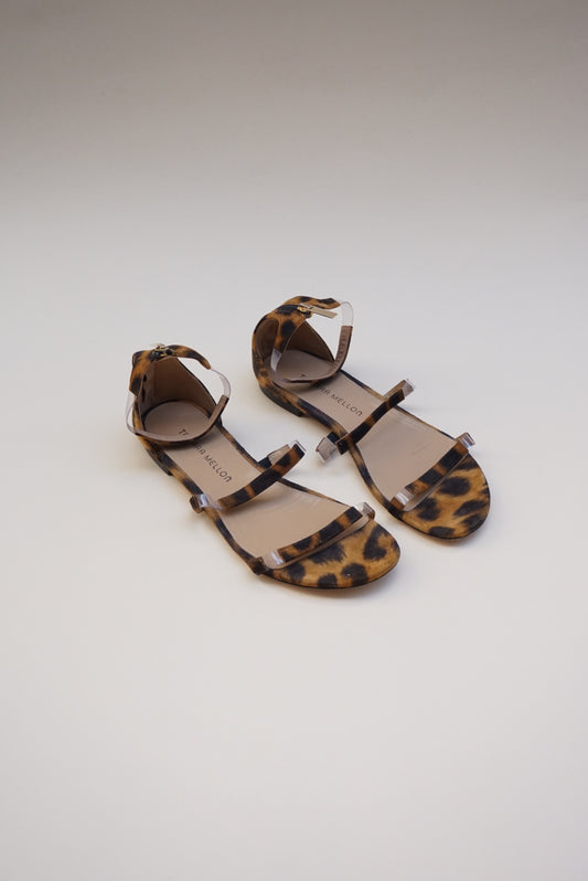 "Tamara Mellon" Leopard Suede Flatline Sandals  - Size 38