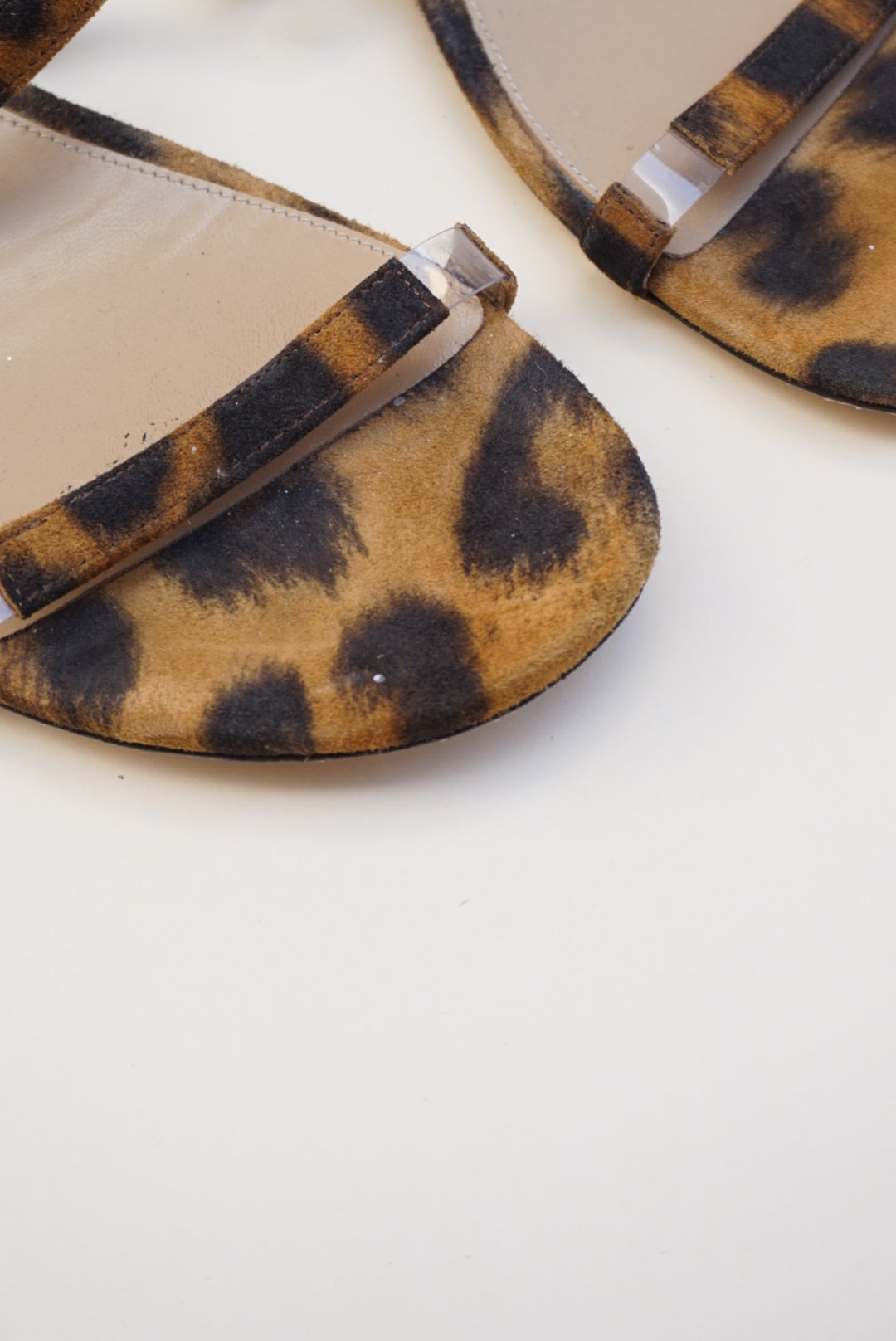 Tamara Mellon Leopard Suede Flatline Sandals  - Size 38