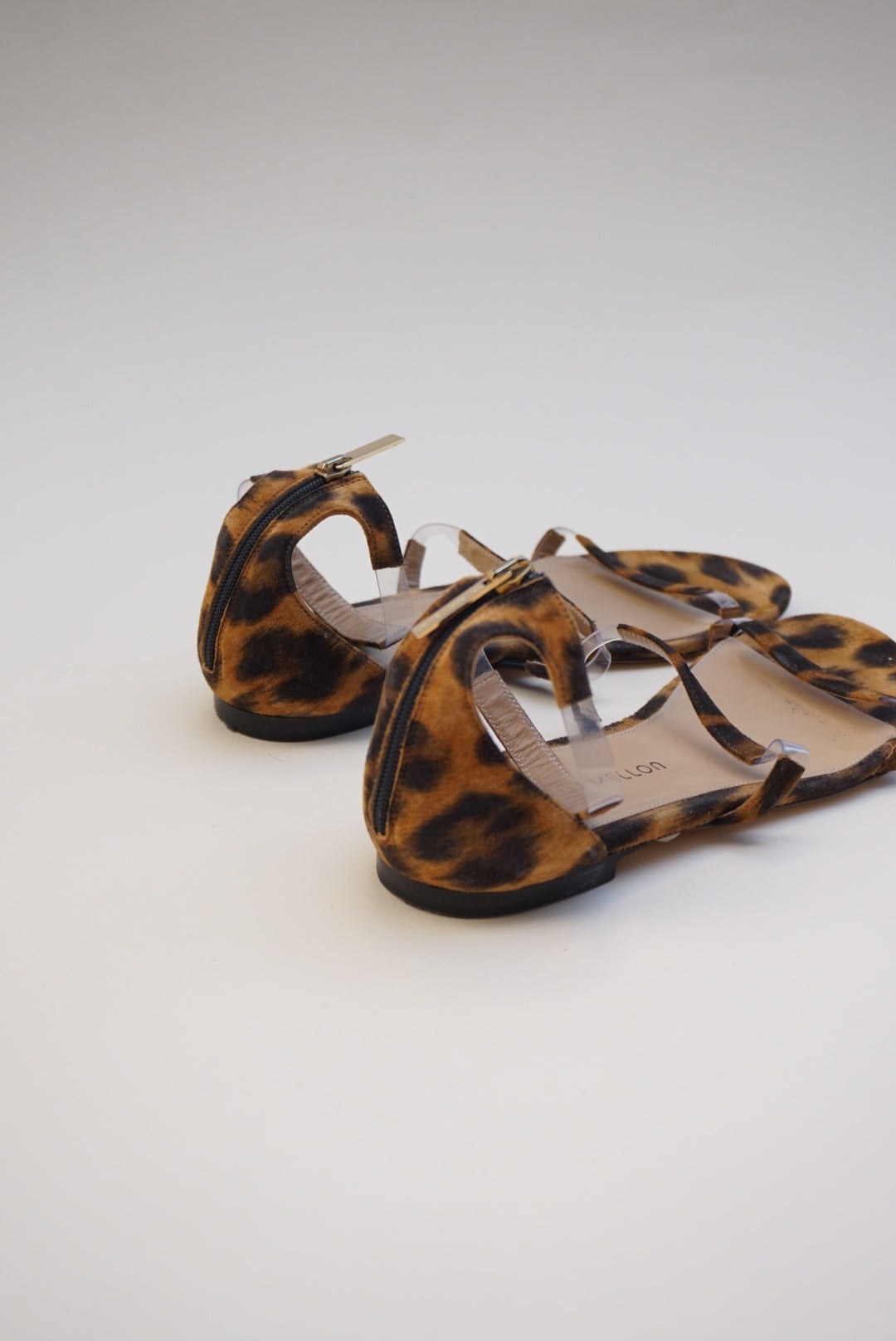 Tamara Mellon Leopard Suede Flatline Sandals  - Size 38