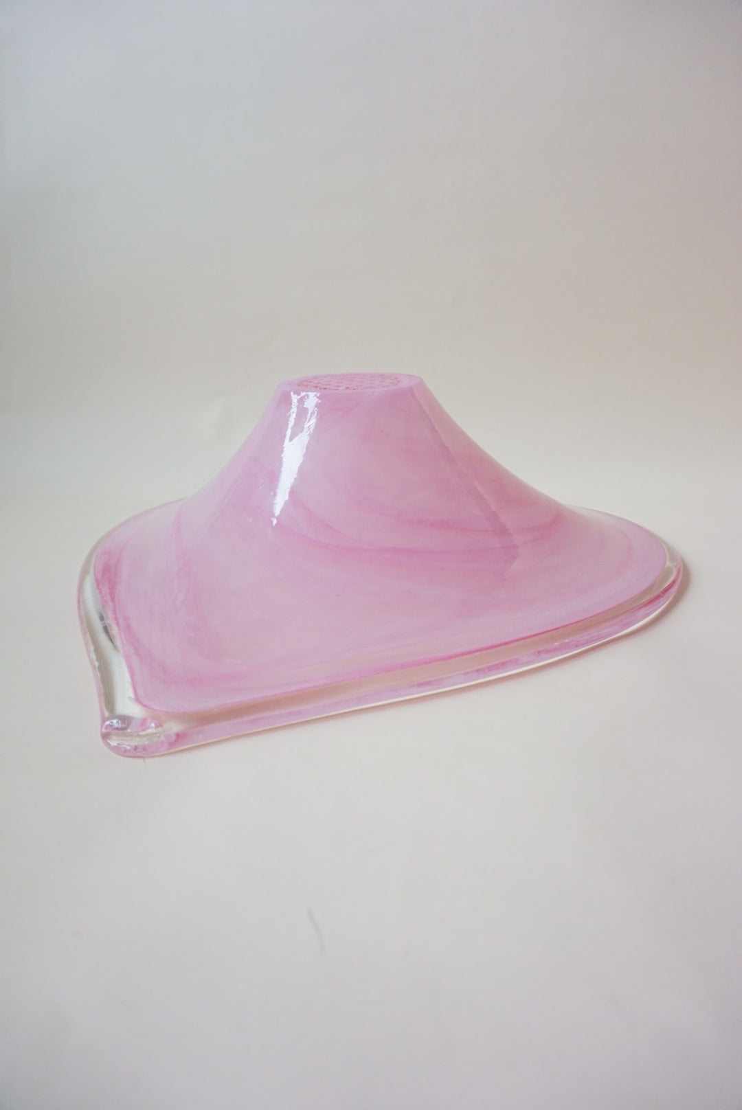 Vintage Lavorazione Arte Murano Pink Heart Shaped Bowl