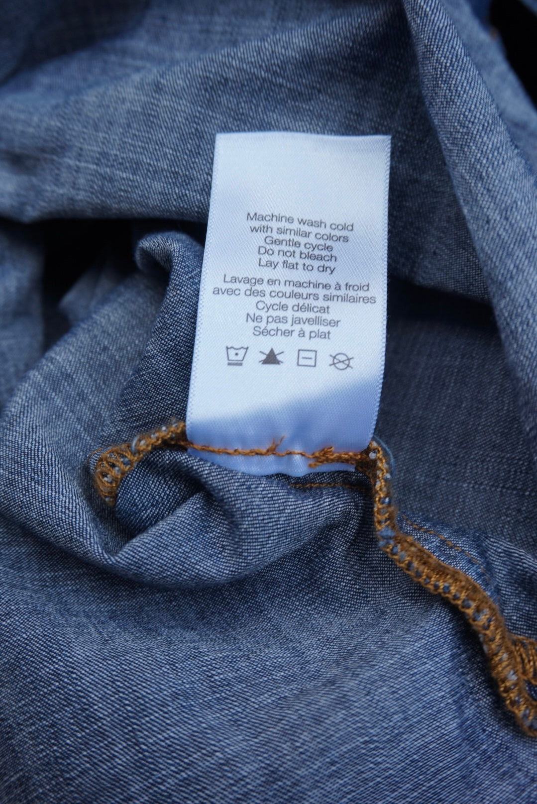 "Veronica Beard" "Isabel" Chambray Puff Sleeve Denim Mock Neck Top