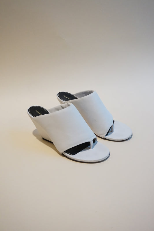 Proenza Schouler White Padded Leather Open Toe Thong Slant Mules - Size 39