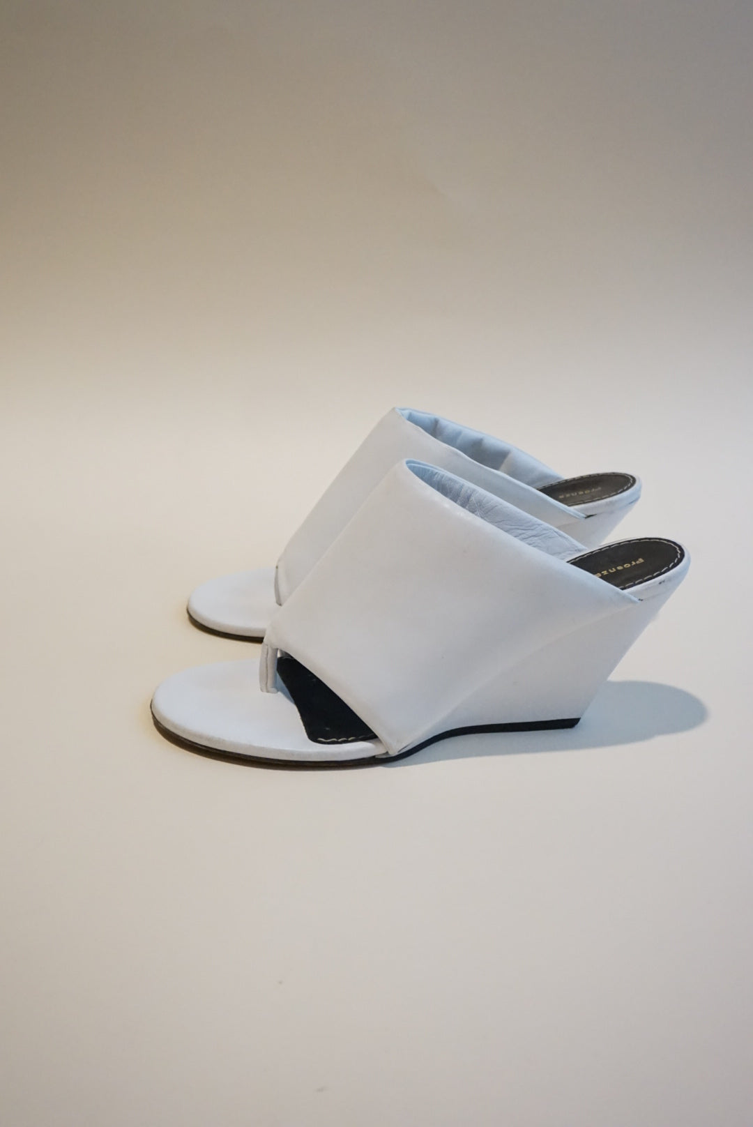 Proenza Schouler White Padded Leather Open Toe Thong Slant Mules - Size 39