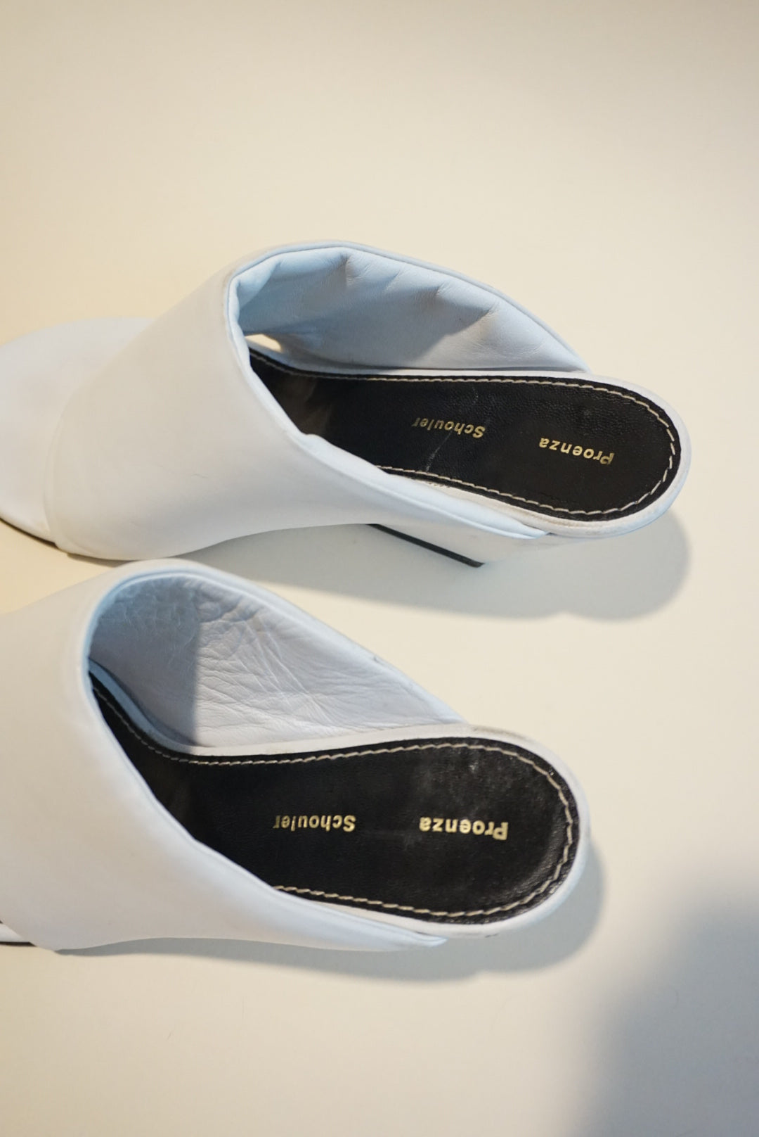 Proenza Schouler White Padded Leather Open Toe Thong Slant Mules - Size 39