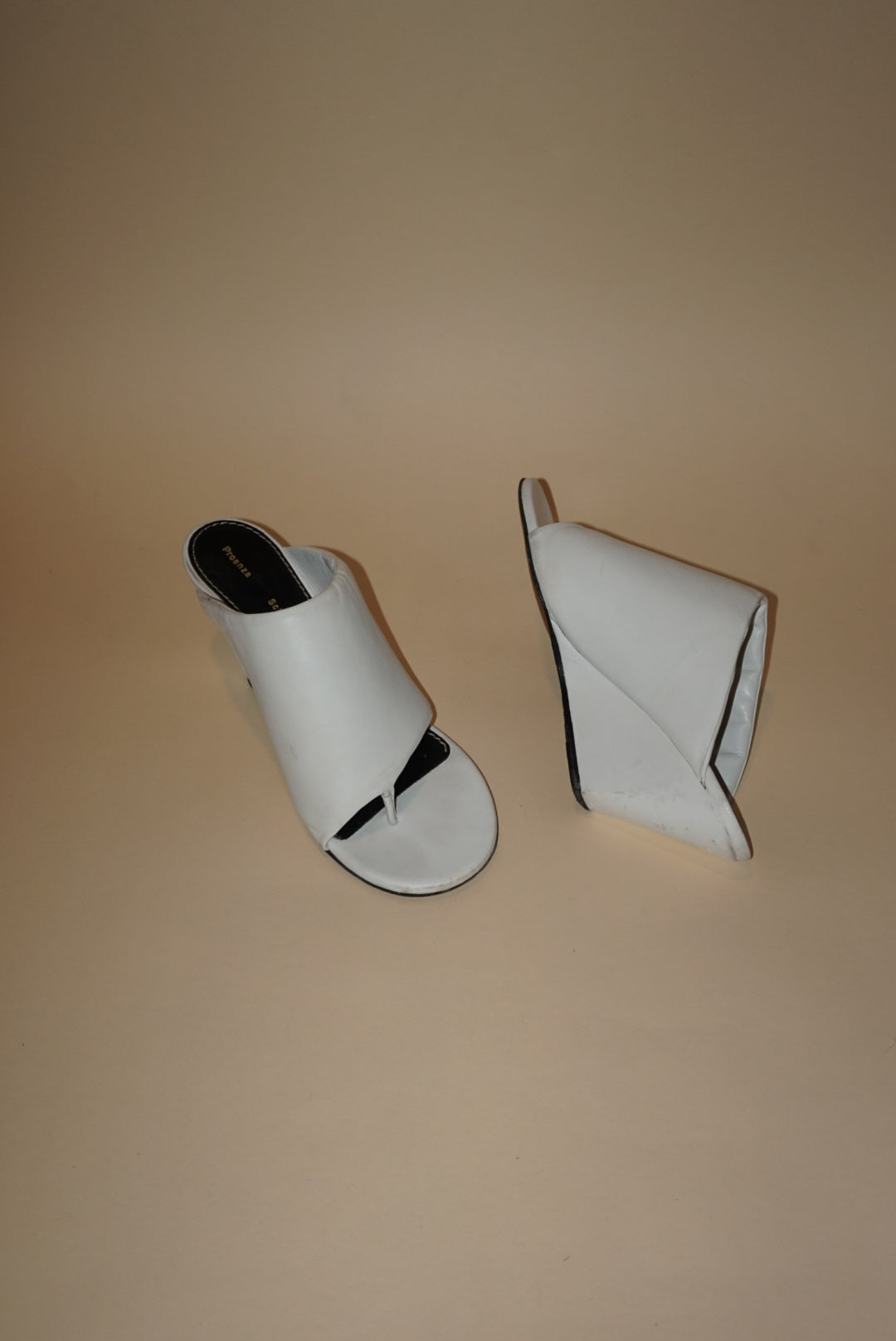 Proenza Schouler White Padded Leather Open Toe Thong Slant Mules - Size 39