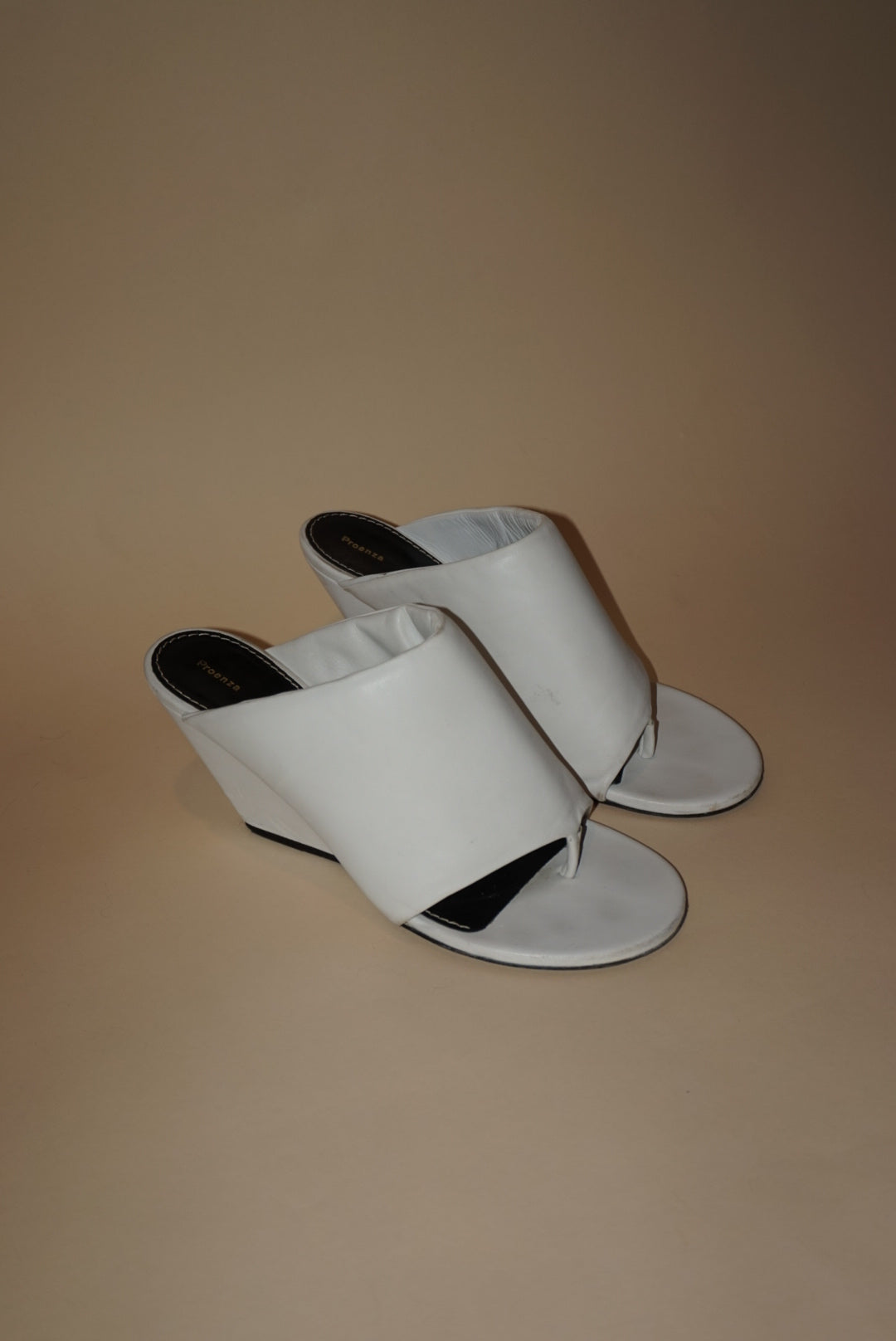 Proenza Schouler White Padded Leather Open Toe Thong Slant Mules - Size 39