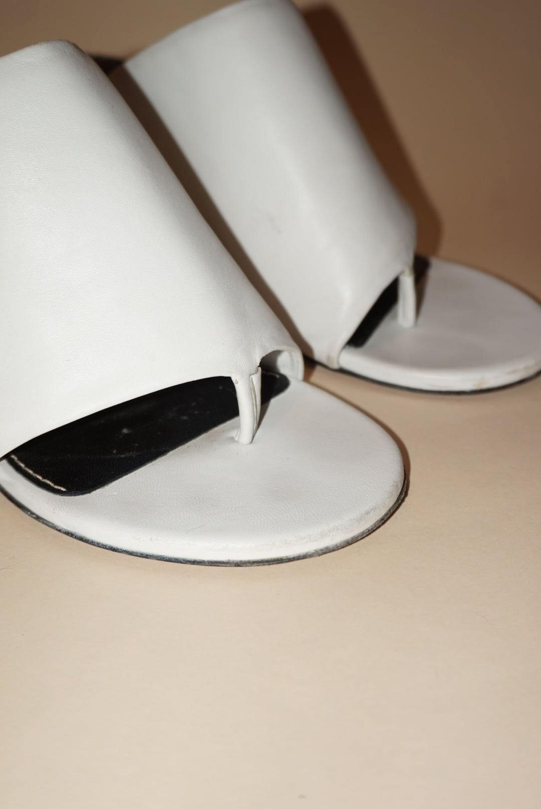 Proenza Schouler White Padded Leather Open Toe Thong Slant Mules - Size 39