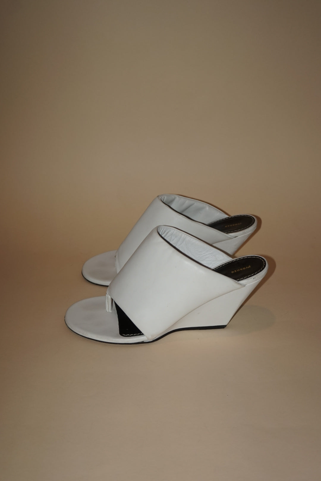 Proenza Schouler White Padded Leather Open Toe Thong Slant Mules - Size 39