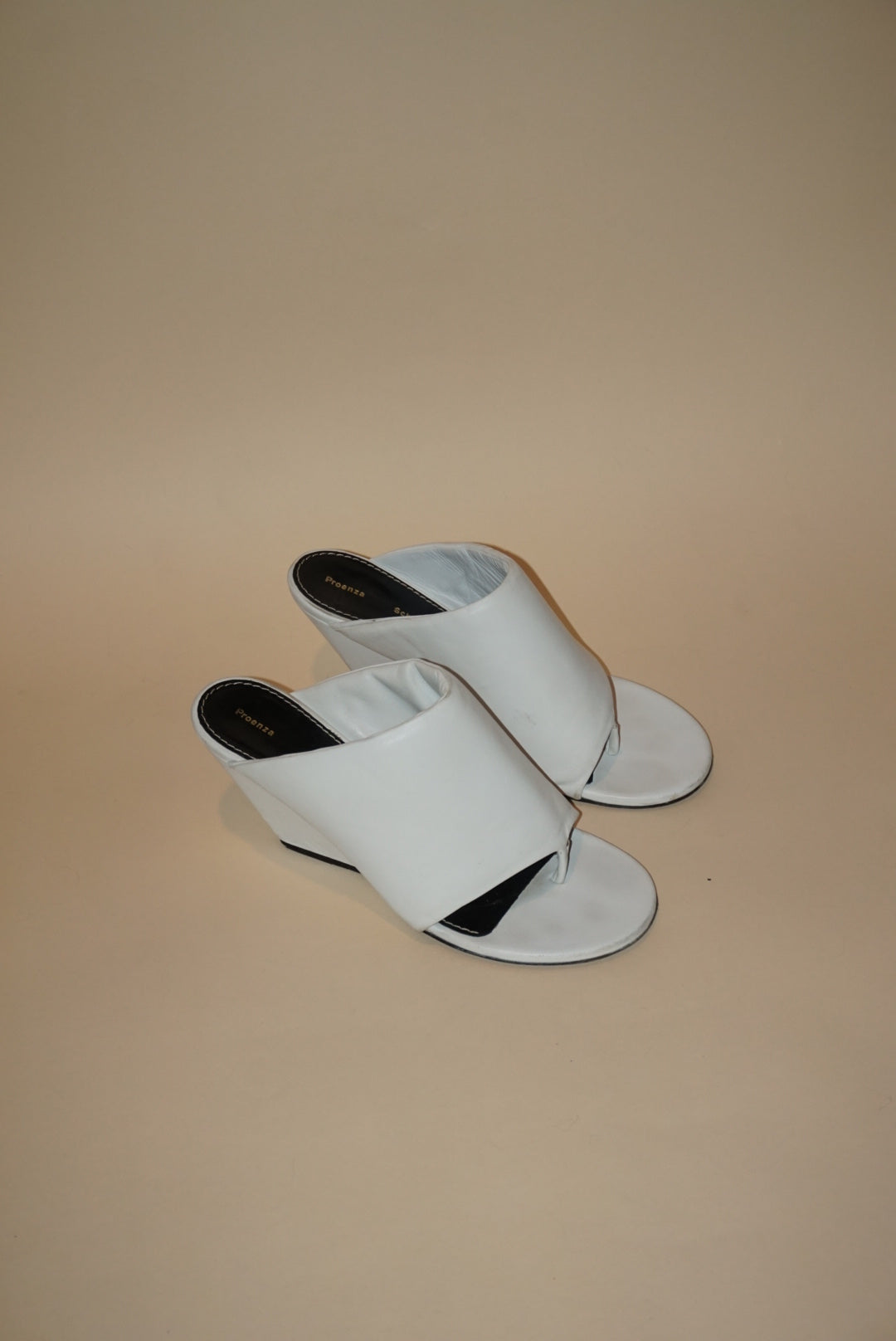 Proenza Schouler White Padded Leather Open Toe Thong Slant Mules - Size 39