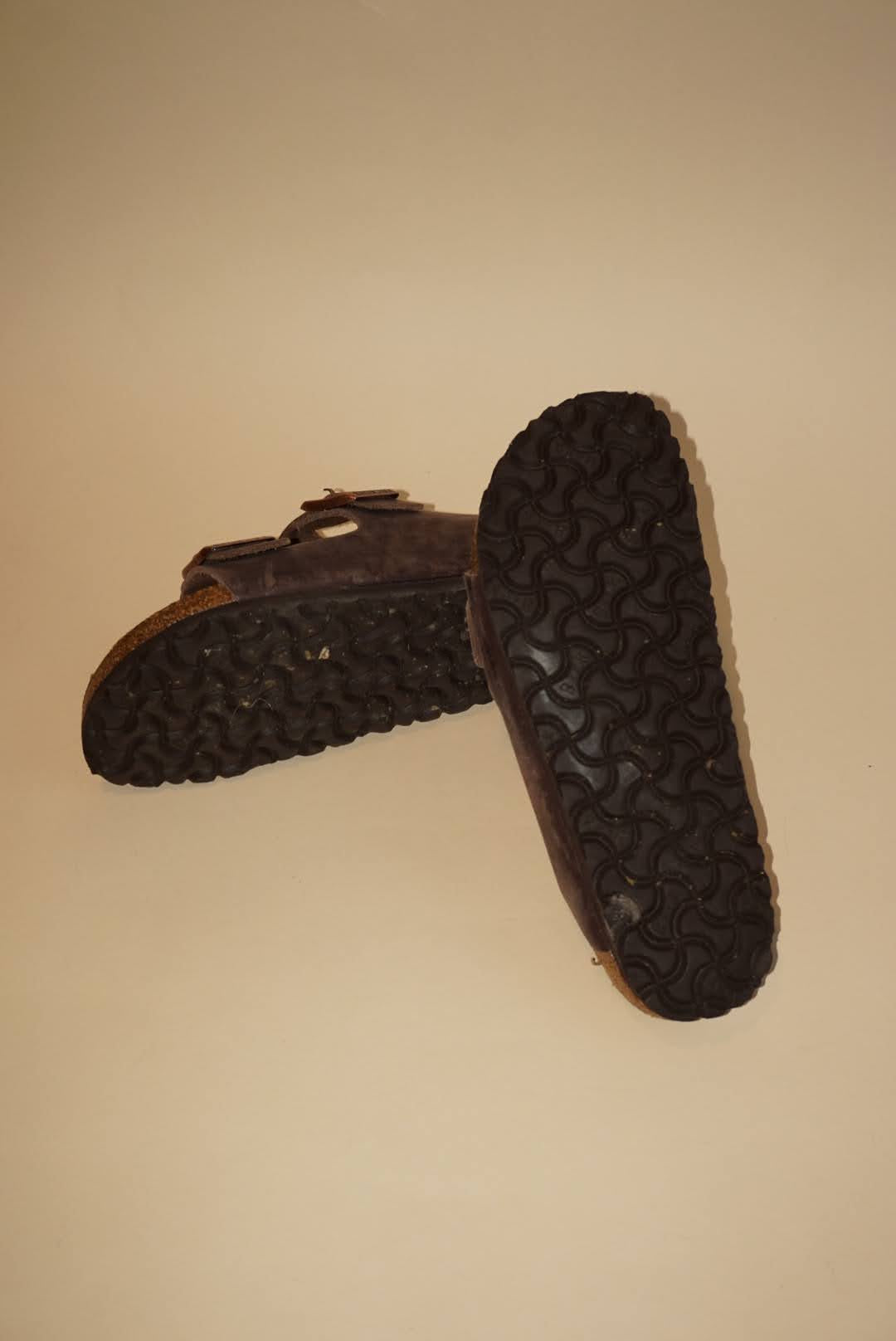 "Birkenstock" Arizona Brown Oiled Footbed Leather Slide Sandals - Size 39