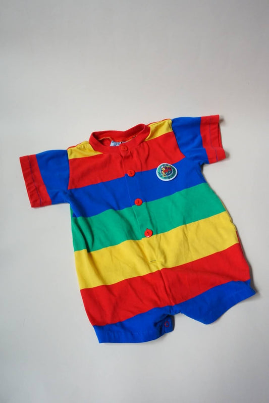 "Kids n' Fun" Choo Choo Train Color Block Striped 90's Jumper - Size 18M