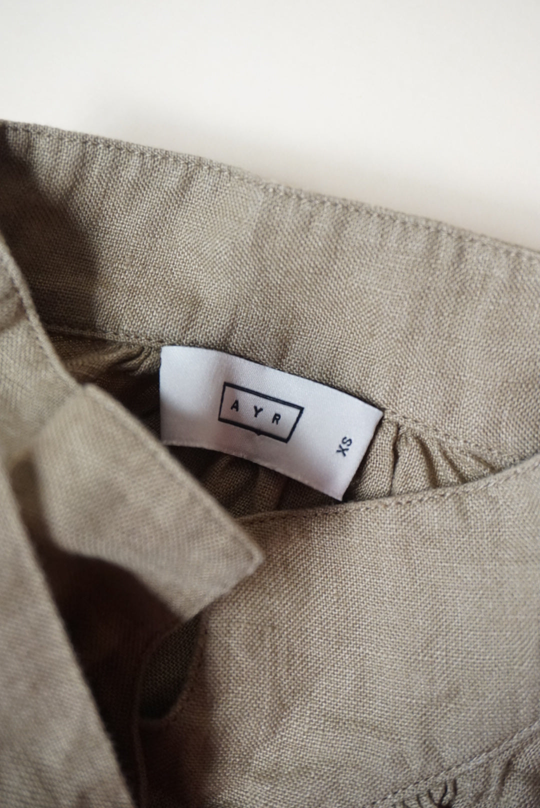 "Ayr" Irish Linen "The Bloom" Button Down Mandarin Collar Blouse - Size XS