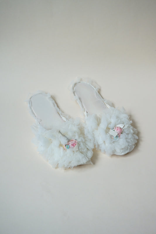 Vintage "Dot and Peg" Wedding Lace House Tulle Frilly Slippers