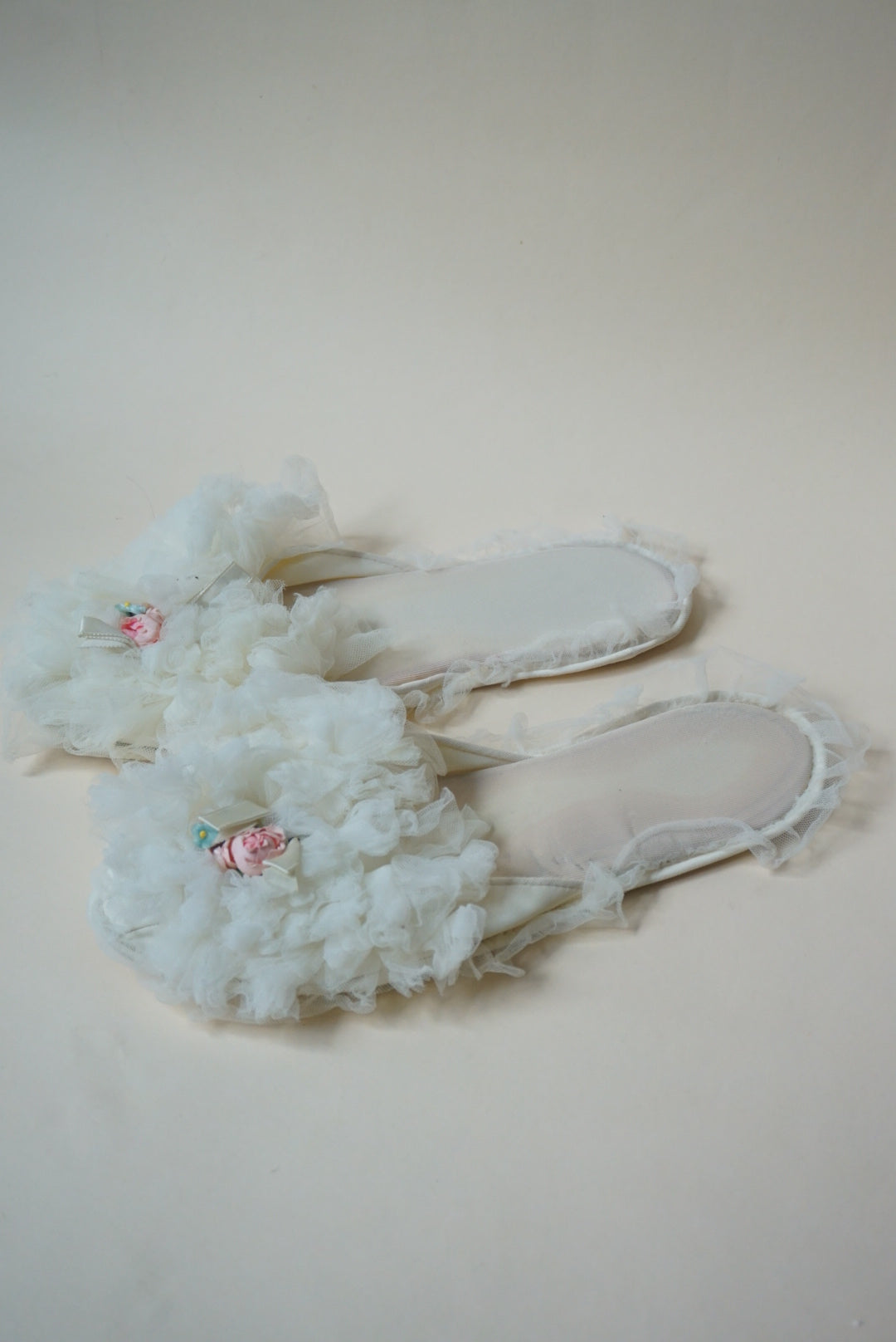 Vintage "Dot and Peg" Wedding Lace House Tulle Frilly Slippers