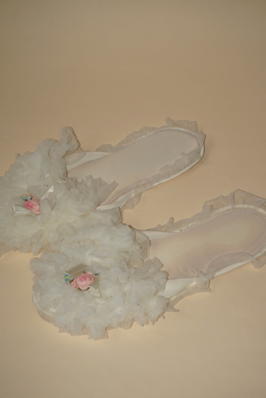 Vintage "Dot and Peg" Wedding Lace House Tulle Frilly Slippers