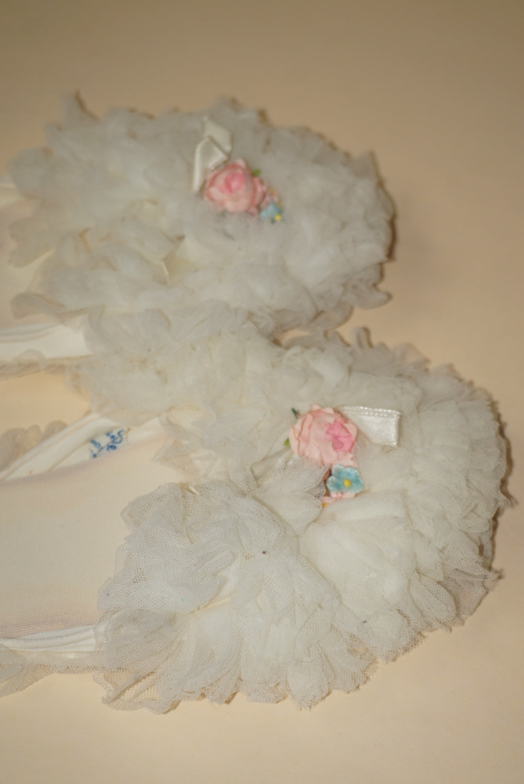 Vintage "Dot and Peg" Wedding Lace House Tulle Frilly Slippers