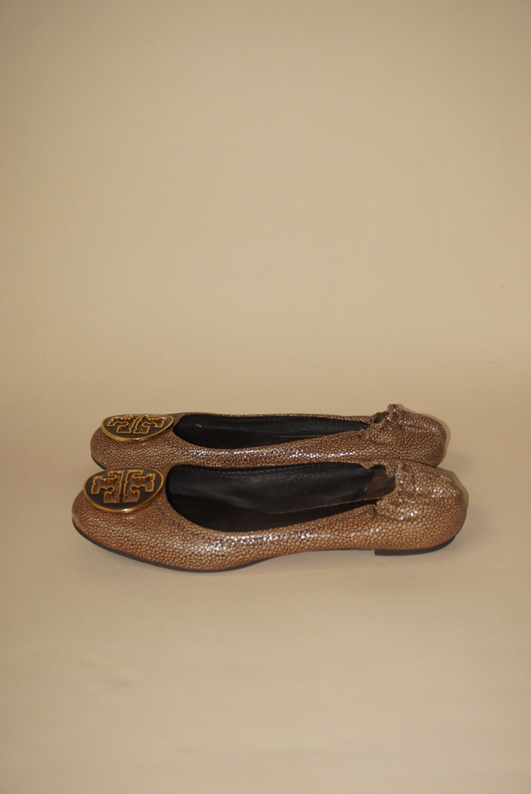 Tory Burch "Reva" Coconut Brown Stingray Leather Ballet Flat - Size 6