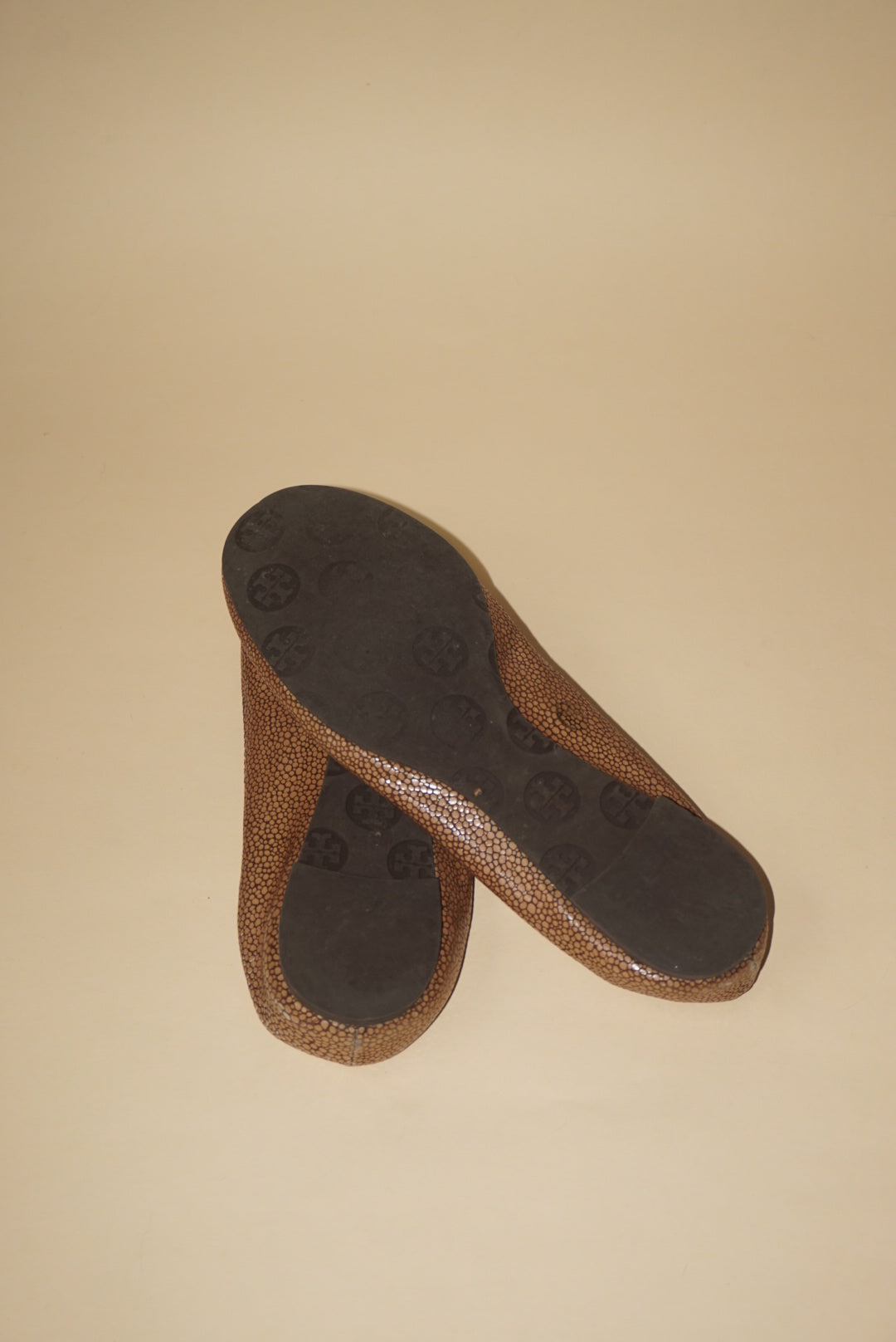 Tory Burch "Reva" Coconut Brown Stingray Leather Ballet Flat - Size 6