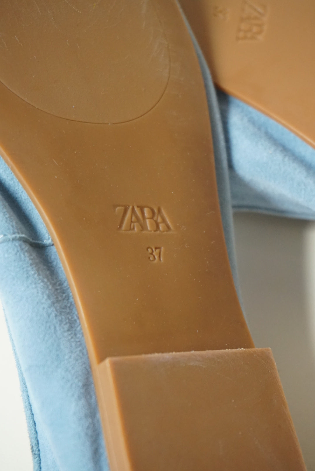 Zara Light Blue Suede Leather Ballet Flats With Bow 2024 - Size 37