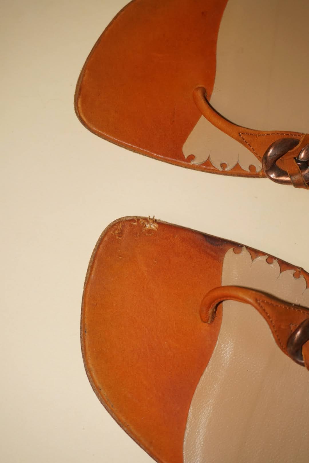 Manolo Blahnik Orange Chain Thong Square Toe Sandals - Size 38.5