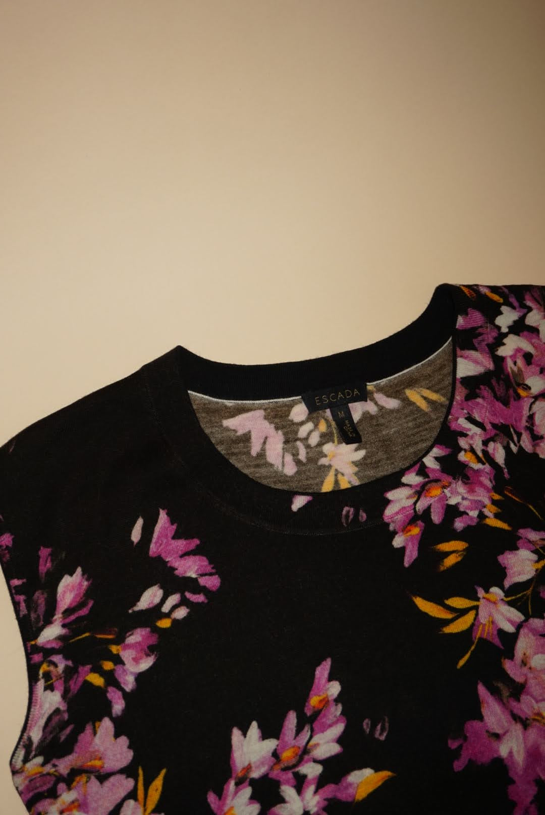 Escada Floral Sleeveless Wool Knit Tank Blouse - Size Medium