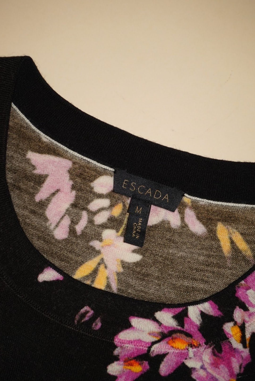 Escada Floral Sleeveless Wool Knit Tank Blouse - Size Medium