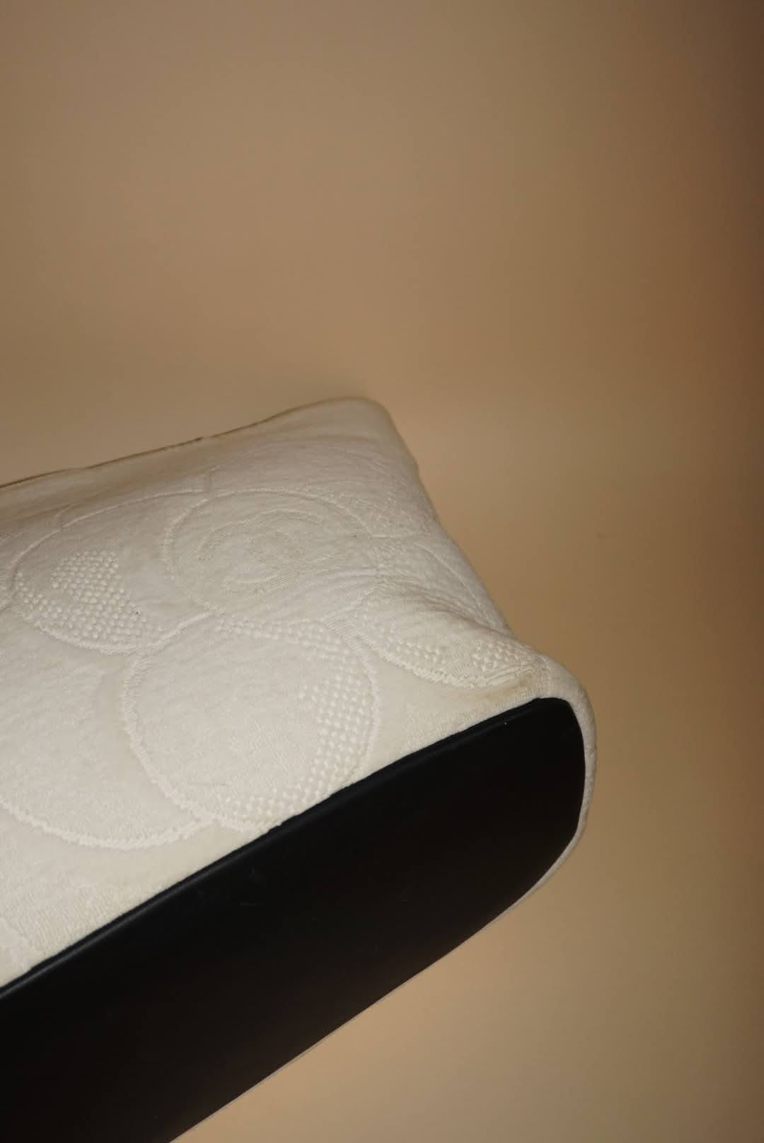 Chanel White Terry Cloth Camellia Flower Beach Tote