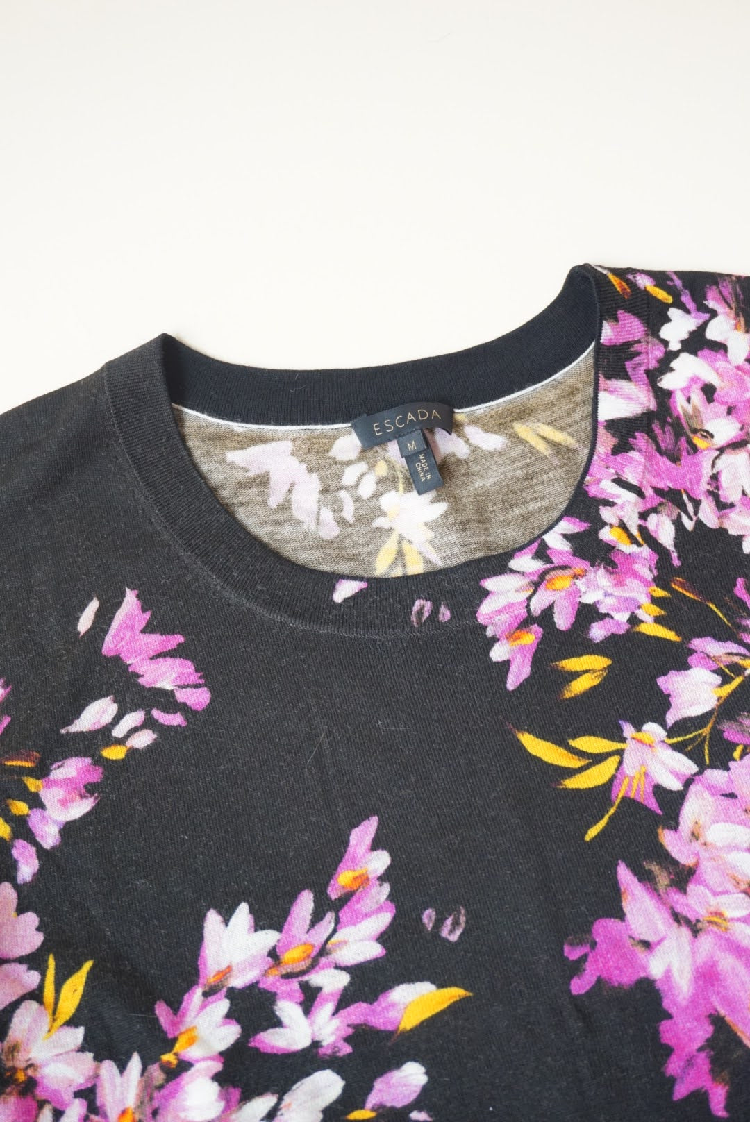 Escada Floral Sleeveless Wool Knit Tank Blouse - Size Medium