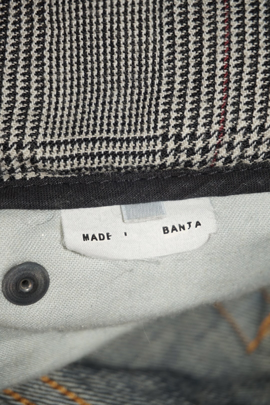 Iceberg Y2K Plaid Herringbone & Denim Lowrise Jeans NWT