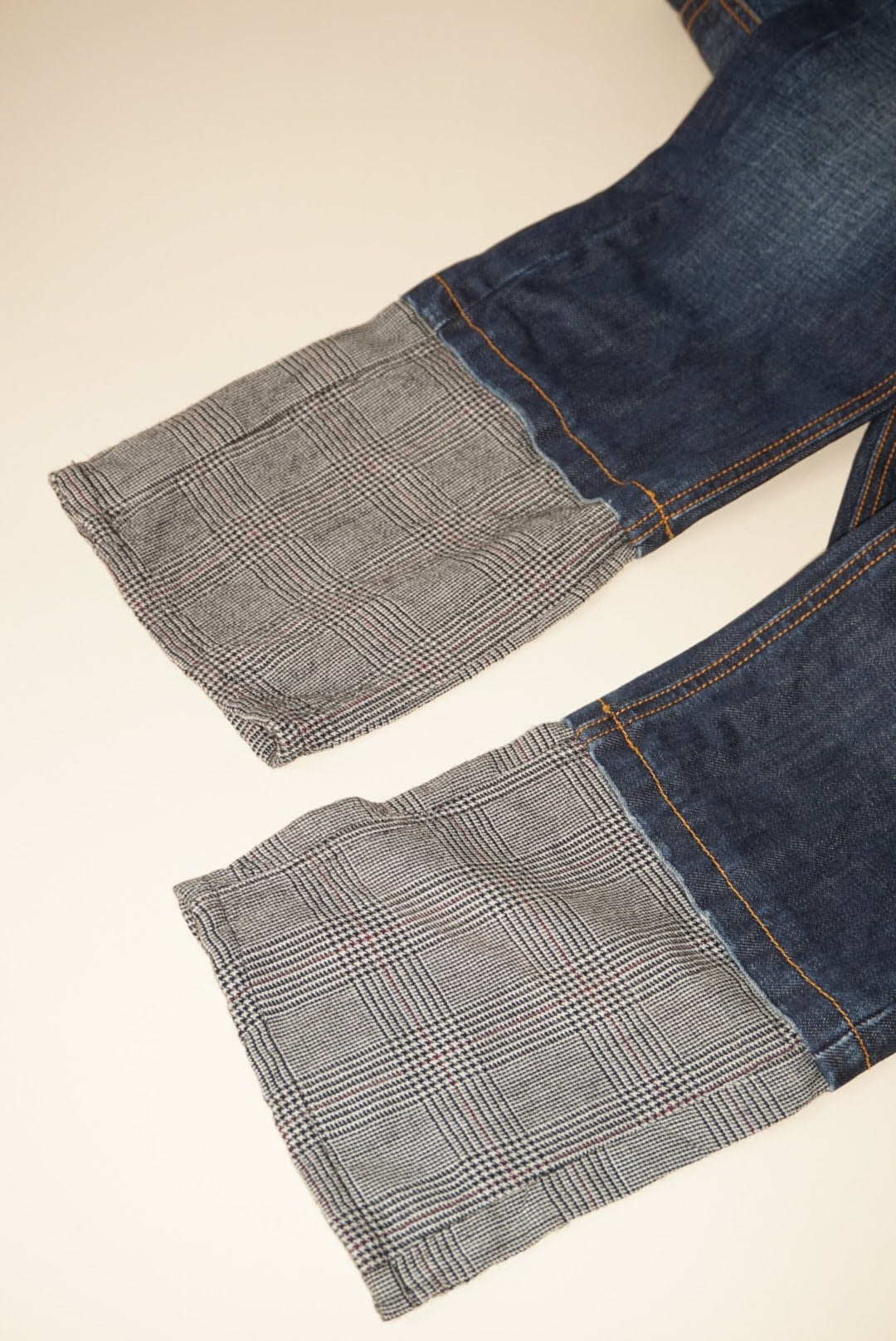 Iceberg Y2K Plaid Herringbone & Denim Lowrise Jeans NWT