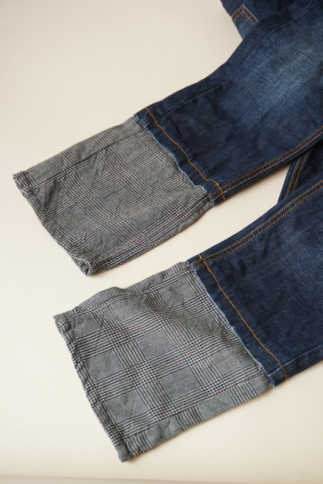Iceberg Y2K Plaid Herringbone & Denim Lowrise Jeans NWT