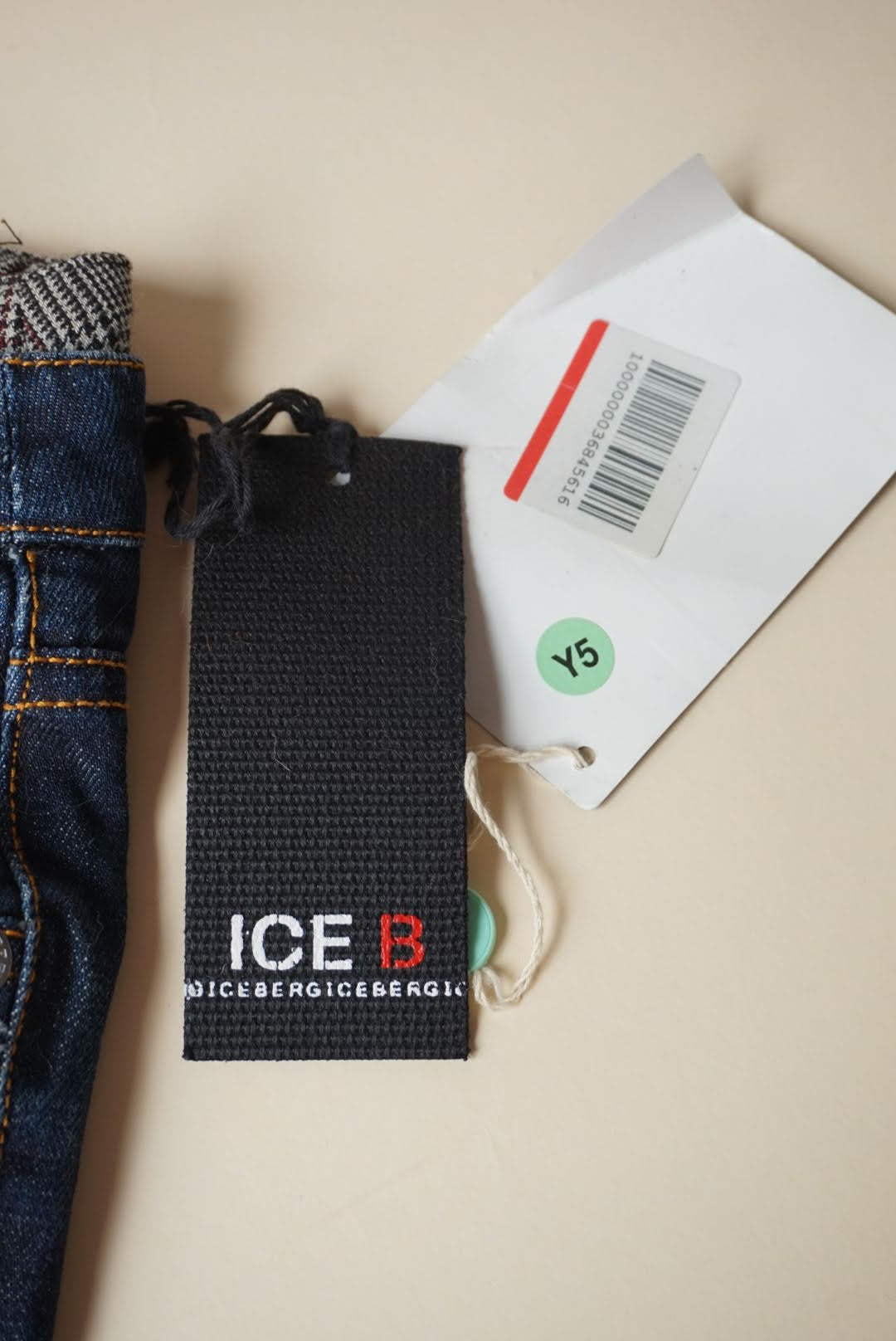Iceberg Y2K Plaid Herringbone & Denim Lowrise Jeans NWT