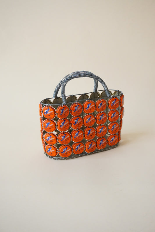 Vintage Y2K Folk Art Fanta Soda Bottle Cap Wire Bag