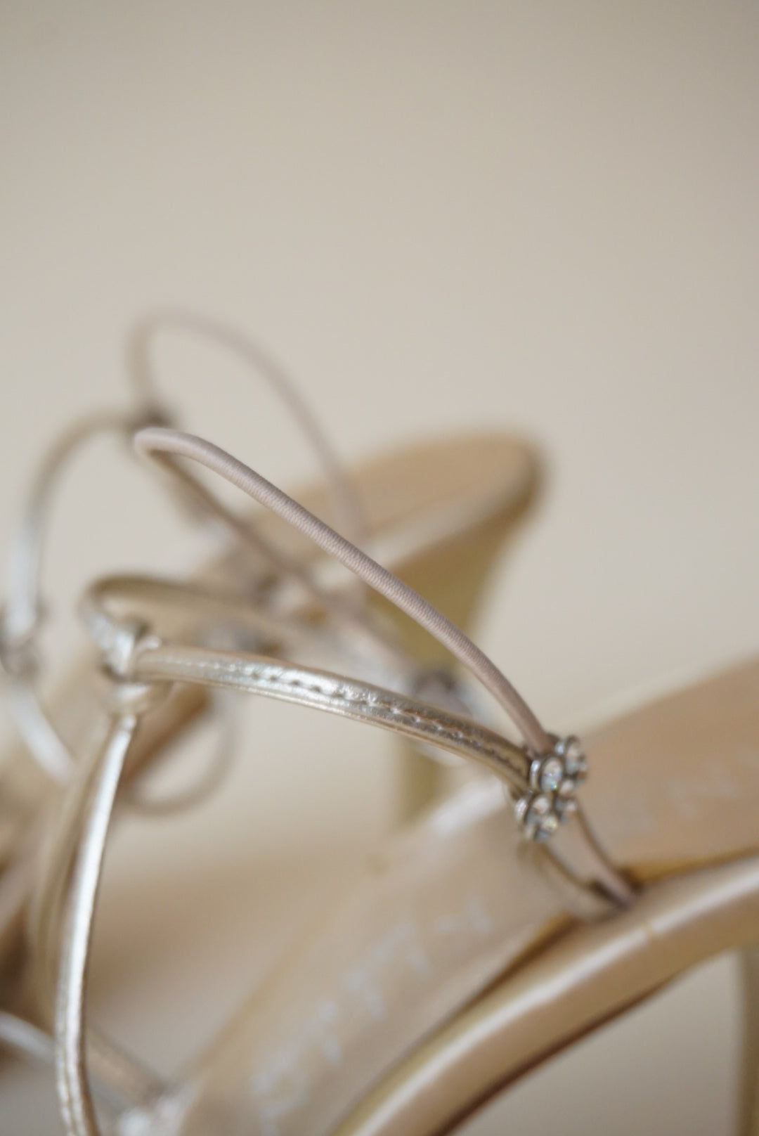 Vintage Anne Klein Collection Sandal Rhinestone Flower Heels - Size 8.5