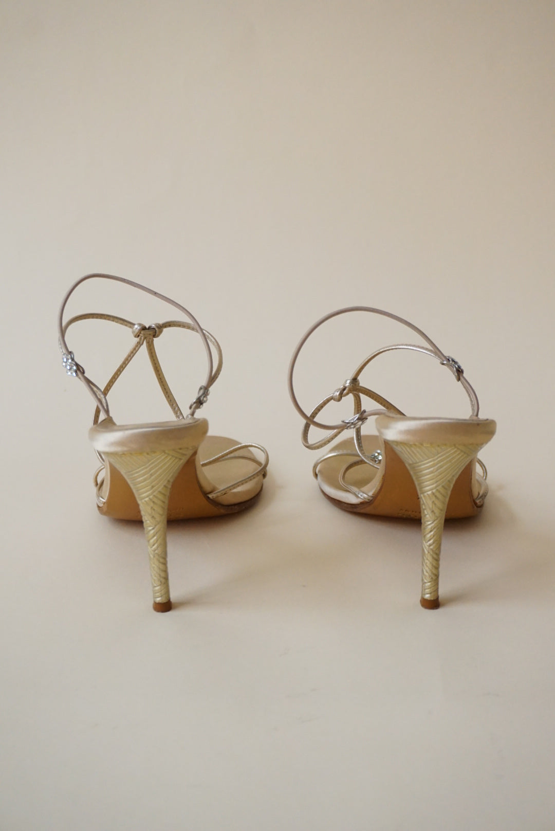 Vintage Anne Klein Collection Sandal Rhinestone Flower Heels - Size 8.5