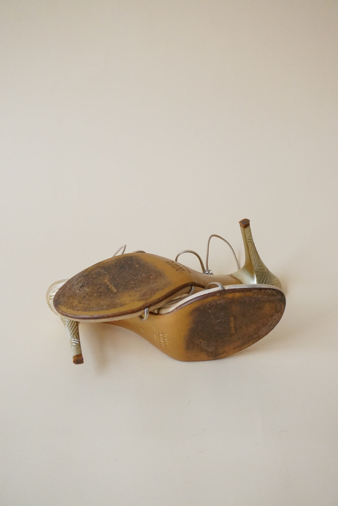 Vintage Anne Klein Collection Sandal Rhinestone Flower Heels - Size 8.5