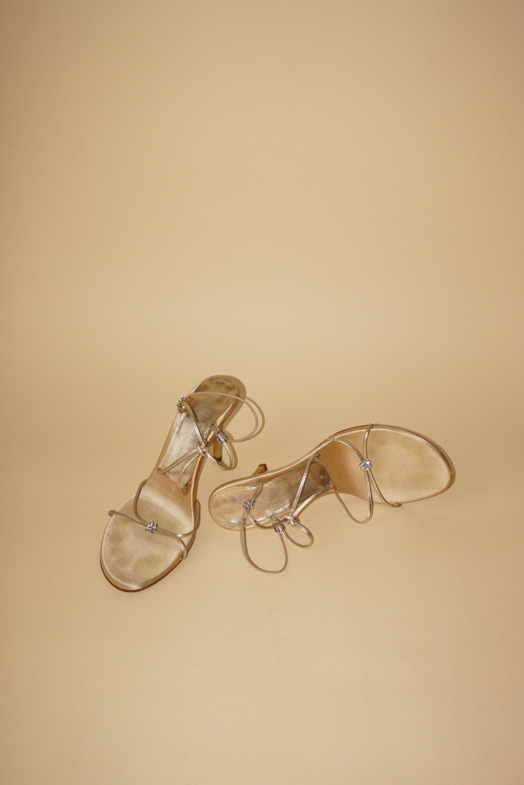 Vintage Anne Klein Collection Sandal Rhinestone Flower Heels - Size 8.5