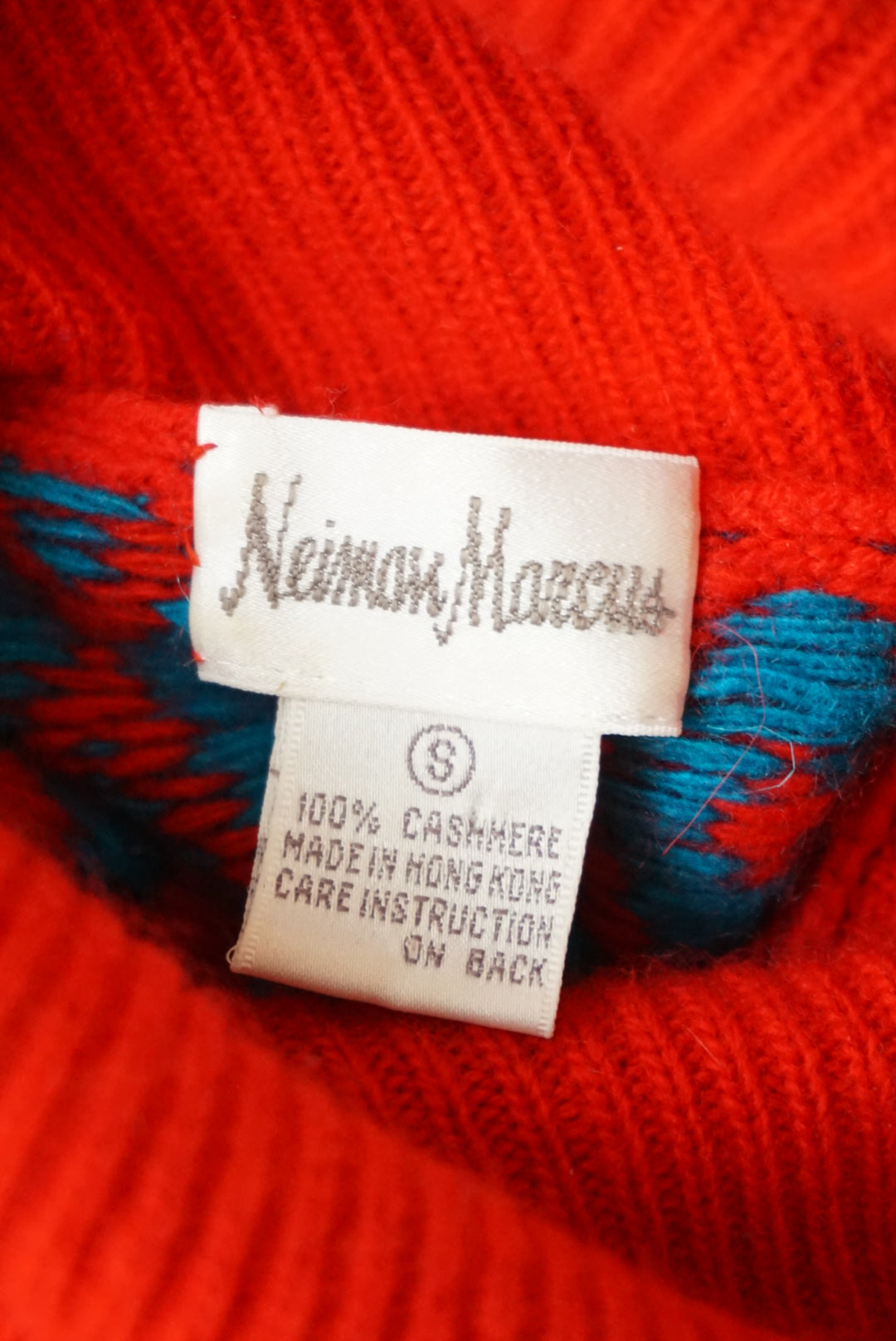 Vintage Neiman Marcus Geometric Cashmere 80's Sweater - Size Small