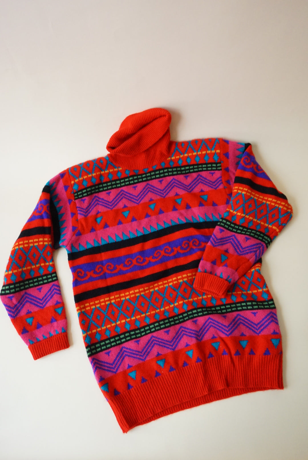 Vintage Neiman Marcus Geometric Cashmere 80's Sweater - Size Small