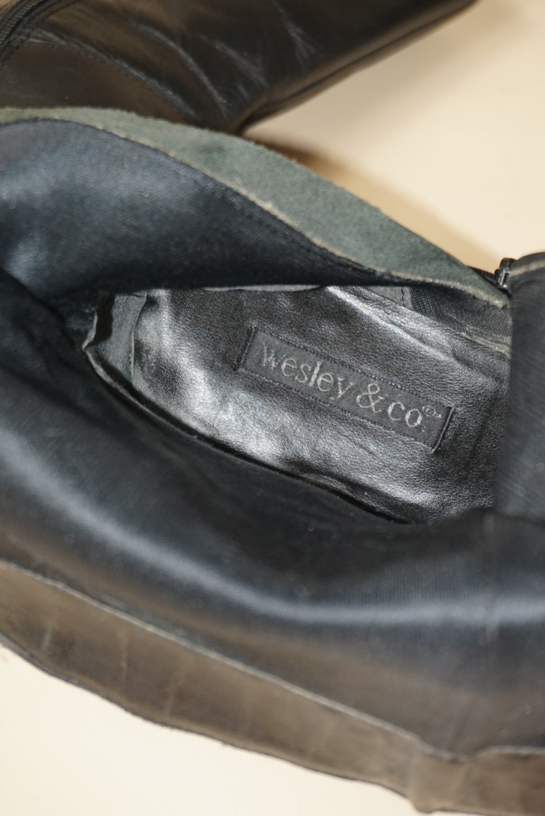 Wesley & Co. Leather Black Ankle Square Toe Booties - Size 9/9.5 (READ)