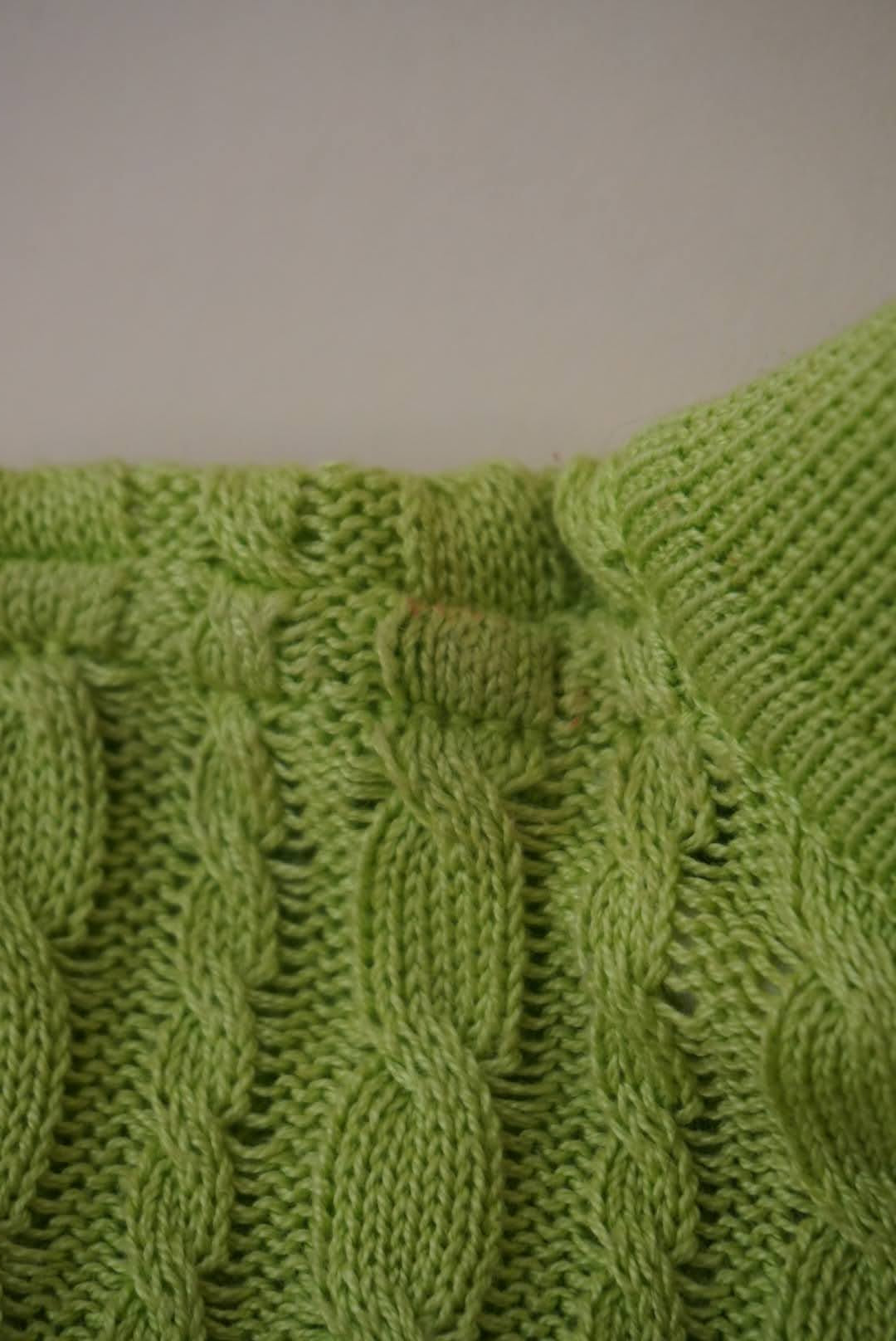 Celine Cable Knit Lime Green Vintage Polo - Size Large (46)