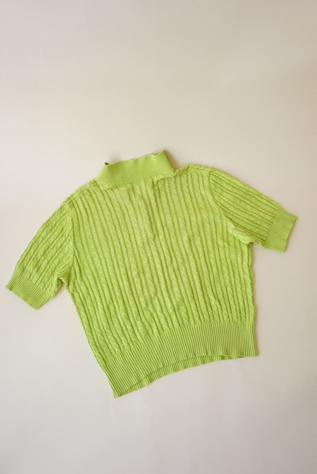 Celine Cable Knit Lime Green Vintage Polo - Size Large (46)